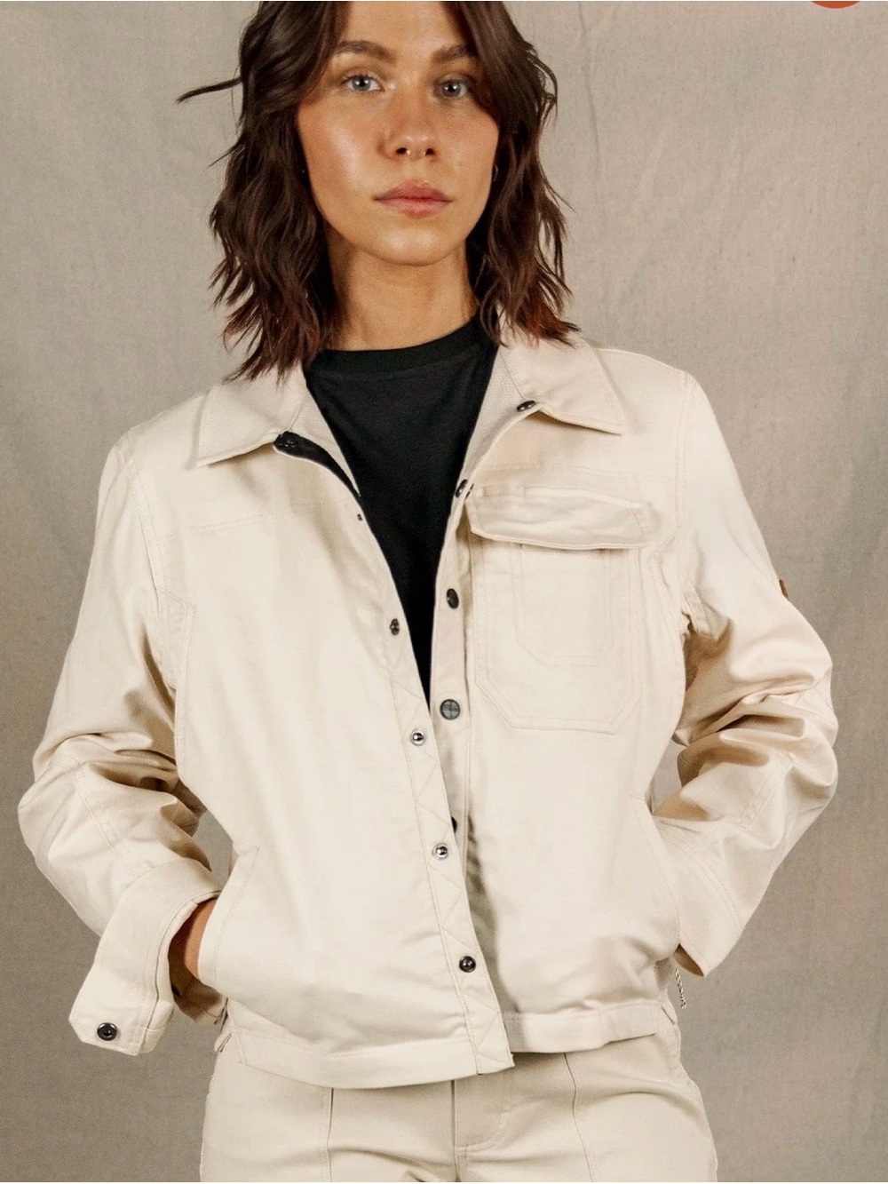 LIVSN Forager Jacket in Cream - Casual Women’s Workwear Style